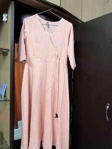 Peach Angrakha Kurti with Dupatta