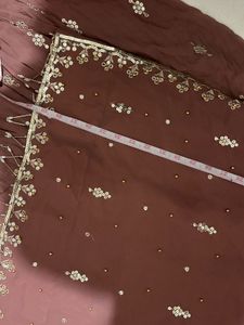 Elegant Brown &amp; Gold Embroidered Indian Outfit