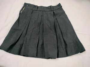 Gray Pleated Mini Skirt