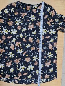 Black Flower Print Top