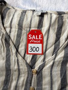 Neutral Stripe Knot-Front Top