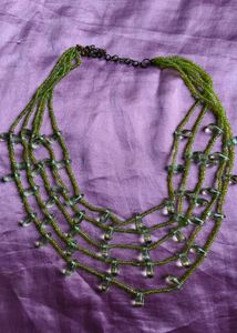 Green Beaded Layered Necklace