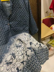 Polka Dot denim Kurta