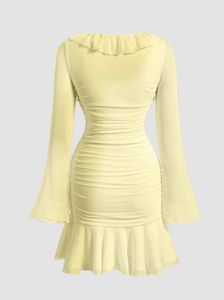 Yellow Ruffle Mini Dress