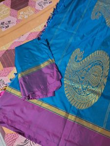 Blue &amp; Purple Silk Saree