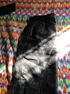 Camel Leather Skirt/Korean