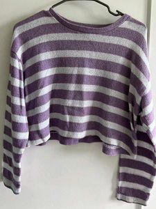 ❌️SALE❌️Zara Striped Pullover- Purple N White