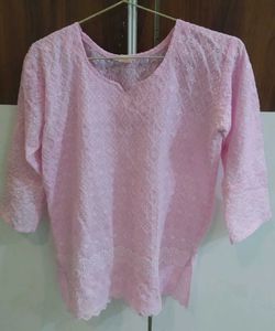 Pink Chikankari Top
