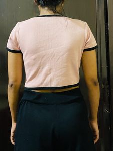 Pink And Black Crop Top
