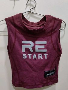 Burgundy 'RESTART' Sleeveless Top