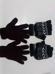 Two Pair Gloves For 10 Years Kids