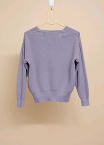 Lavender V-Neck Knit Sweater