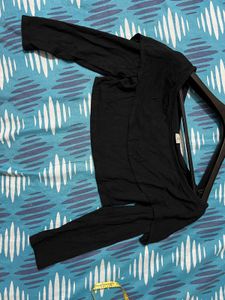 Black Off-Shoulder Crop Top