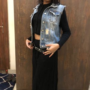 Distressed Denim Vest