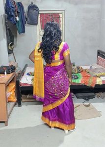 💥 Price Drop 💥Purple &amp; Gold Embroidered Saree