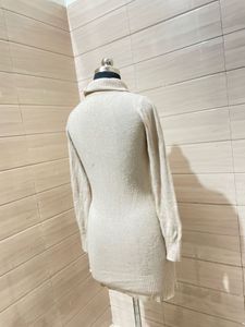 Imported Cream Cable Knit Mini Dress