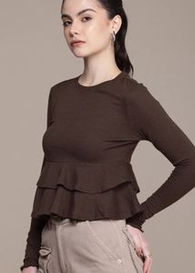 Brown Peplum Top