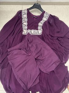 Elegant Purple Embroidered Anarkali kurta with pan