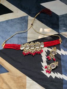 Red Kundan Necklace Set