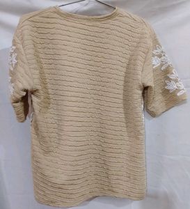 Embroidered Beige Top