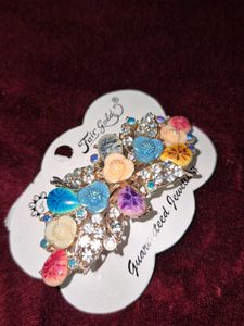 Floral Rhinestone Hair Clip