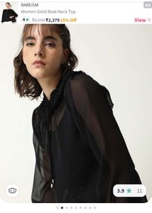 RAREISM Black Sheer Boat Neck Top