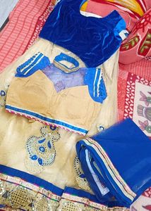 Blue And Creme Lehenga
