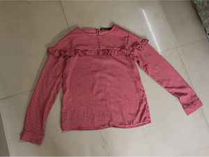 Red Gingham Ruffle Top