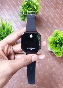 Apl Logo Black Trandy Digital Watch For Unisex