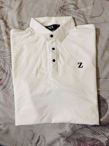 Zara White Polo Shirt - Size M