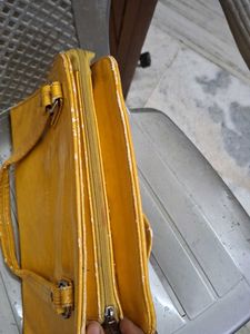 Yellow Handbag with Pockets