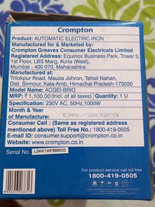 Crompton Brio Dry Iron - New in Box!