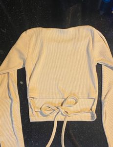 Beige crop Top With A Cute Knott