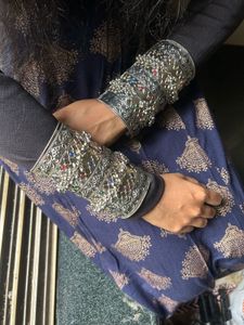 Minakari stone oxidised ghungroo Hancuff