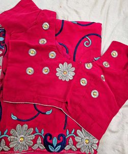 Elegant Pink Stone Embroidered Saree