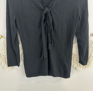 Black Tie-Neck Top