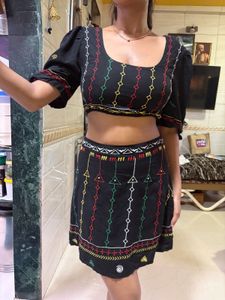 Ethnic Crop Top & Skirt Set