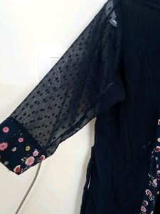 Navy Blue Kurta With attached Jacket