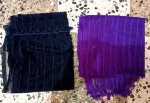 Combo Offer Two Net Stoles Purple 💜 And Navy Blue, Best To Drape With Kurtis, Jeans