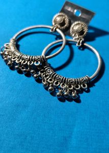 Silver Oxidised Bala Earrings with Jhunjhuna