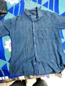 Vintage Blue Plaid Short Sleeve Shirt