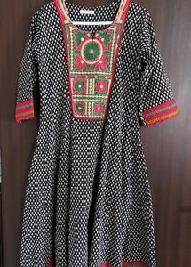 Black N White Flared Kurta