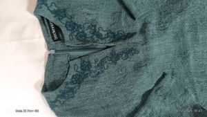 Elegant Green Embroidered Tunic Top