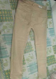 Beige Straight Leg Jeans