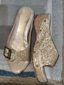Sparkly Gold Buckle Heels - Size 7
