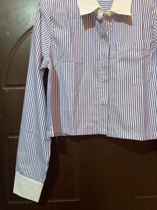 Blue Stripe Crop Shirt