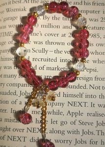 pink Beaded Bracelet with acrylic floral hanging