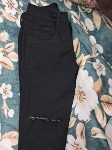 Distressed Black Denim Jeans