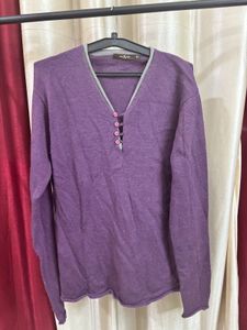 Purple V Shape Sweatshirt Pullover Sweater