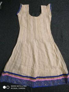 Cream &amp; Purple Anarkali Set